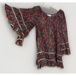 Paisley Vine Dress SzL Breezy Flowy Fairycore Joplin 70s Revival Festival